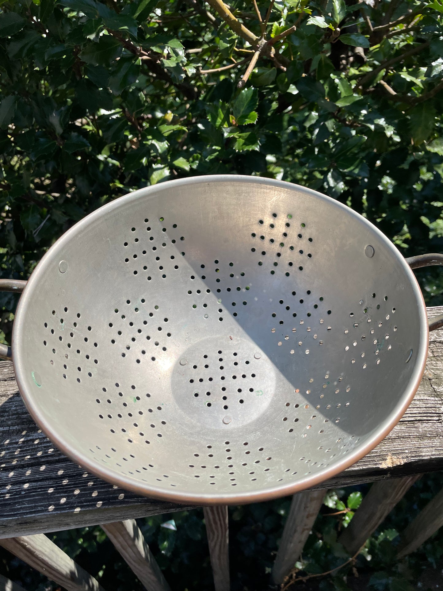 Copper Footed Colander Stainless Strainer Brass Handles