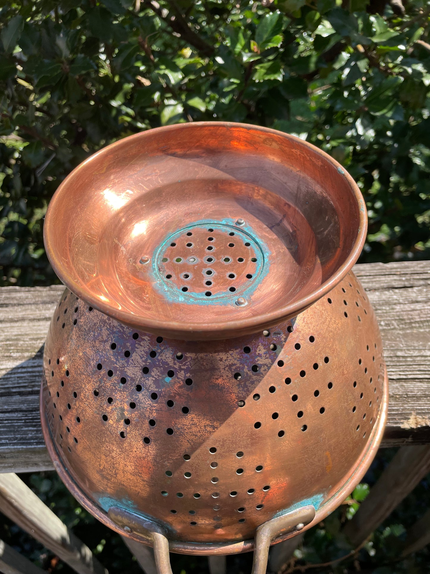 Copper Footed Colander Stainless Strainer Brass Handles