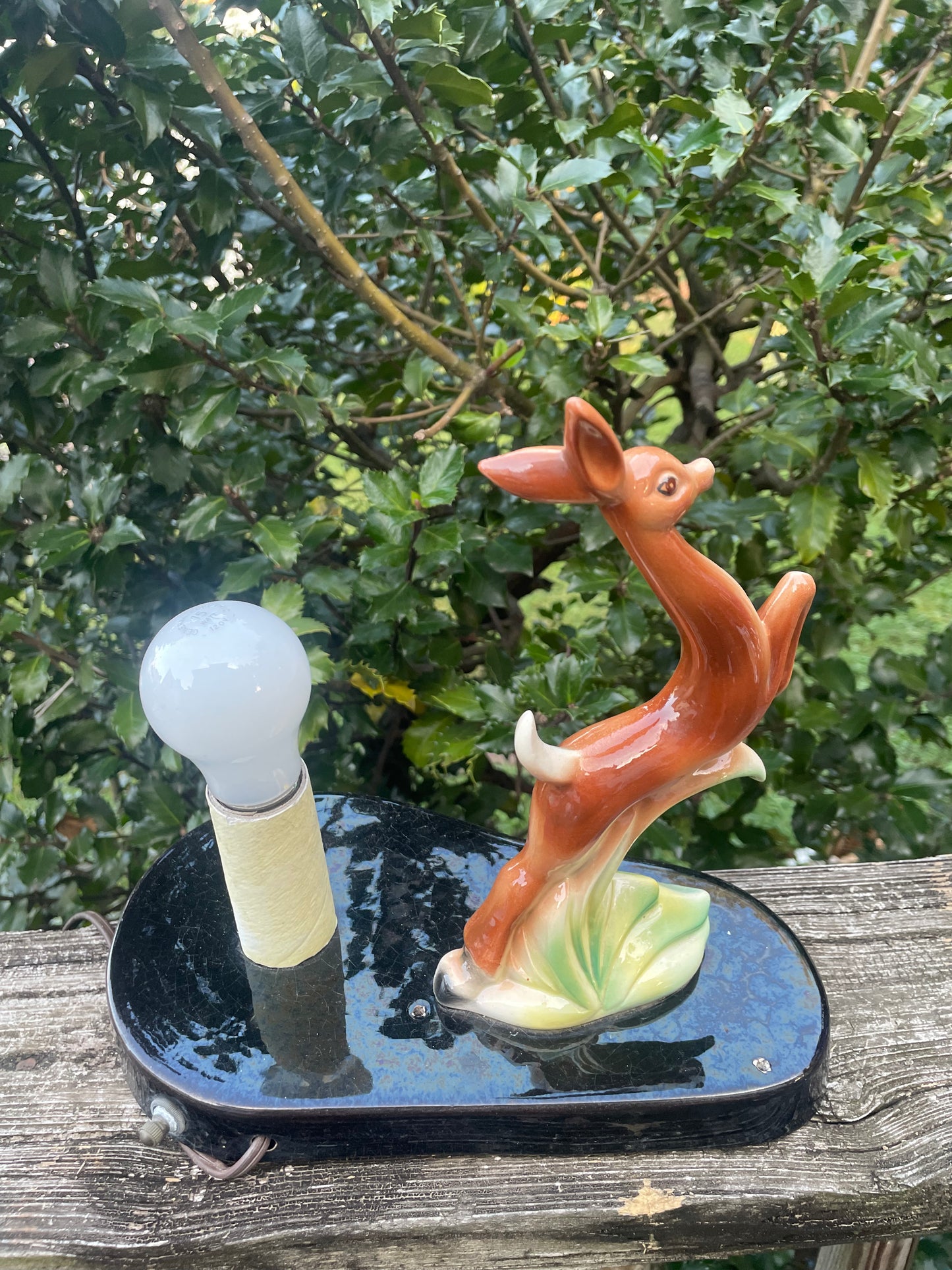 Ceramic Deer and Base Table Lamp ~ As Is