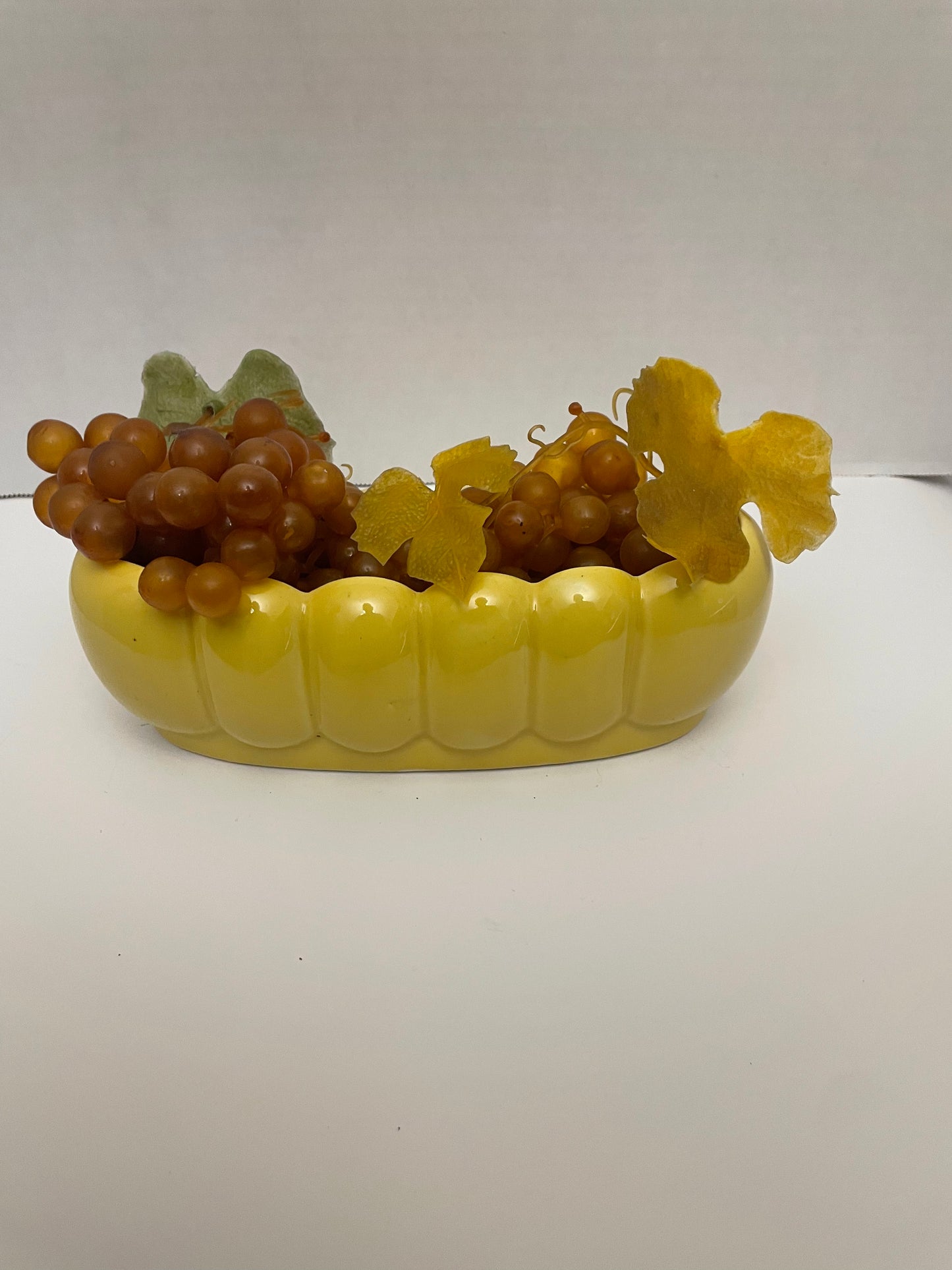 Norton Oval Planter with Vintage Plastic Grapes