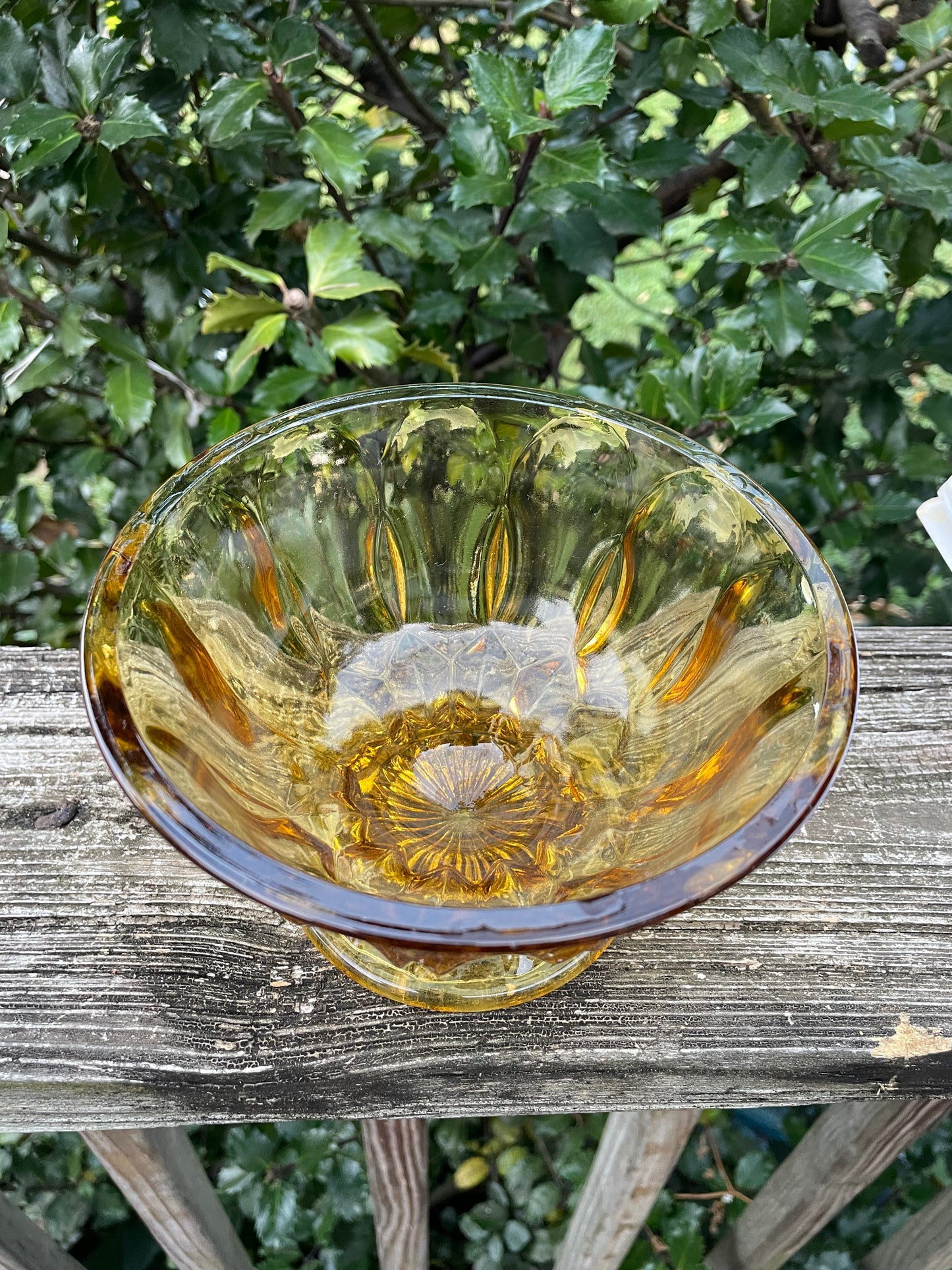 Anchor Hocking Fairfield Amber Glass Lidded Compote