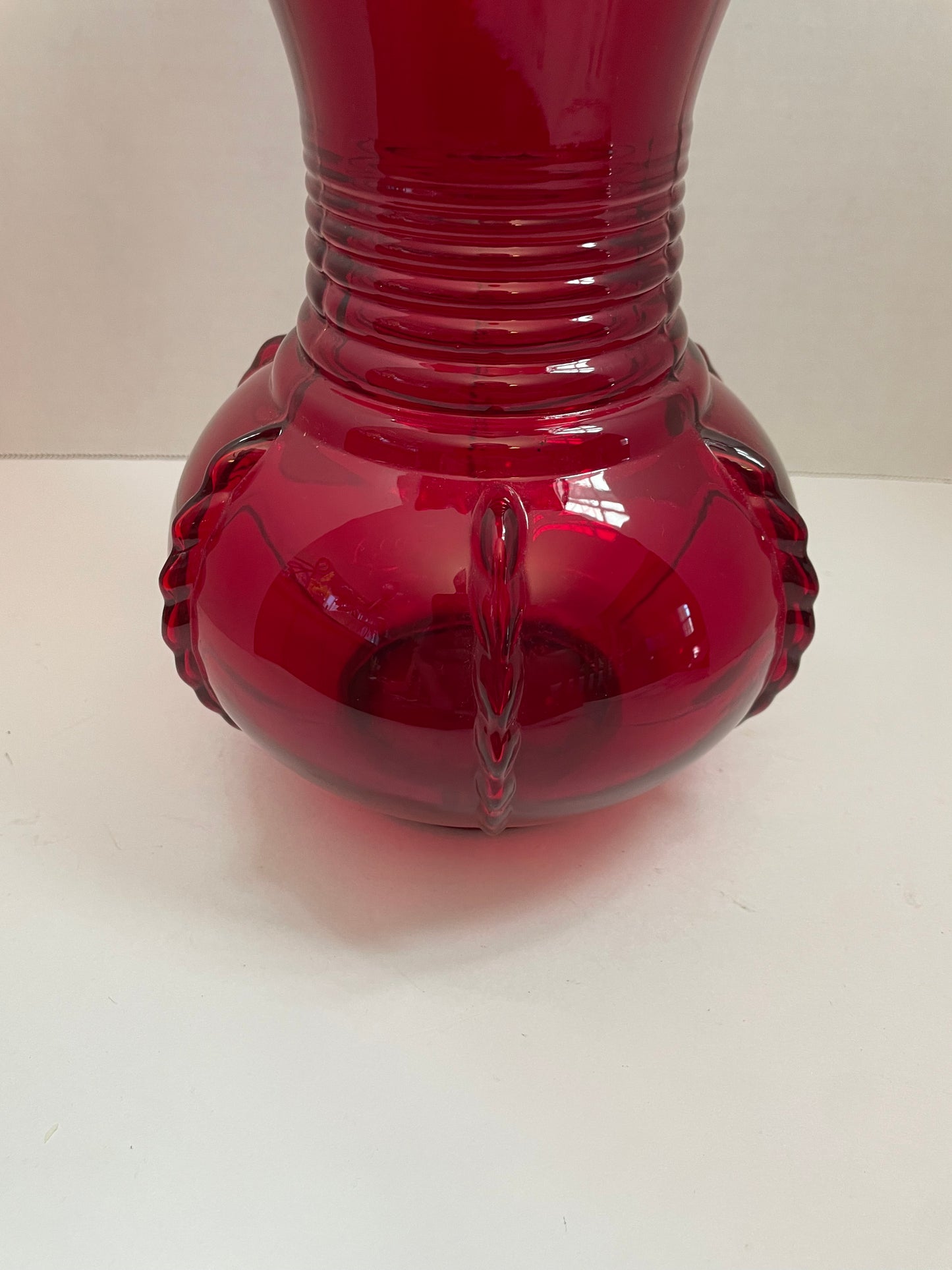 Martinsville Ruby Red Radiance Depression Glass Vase 12”