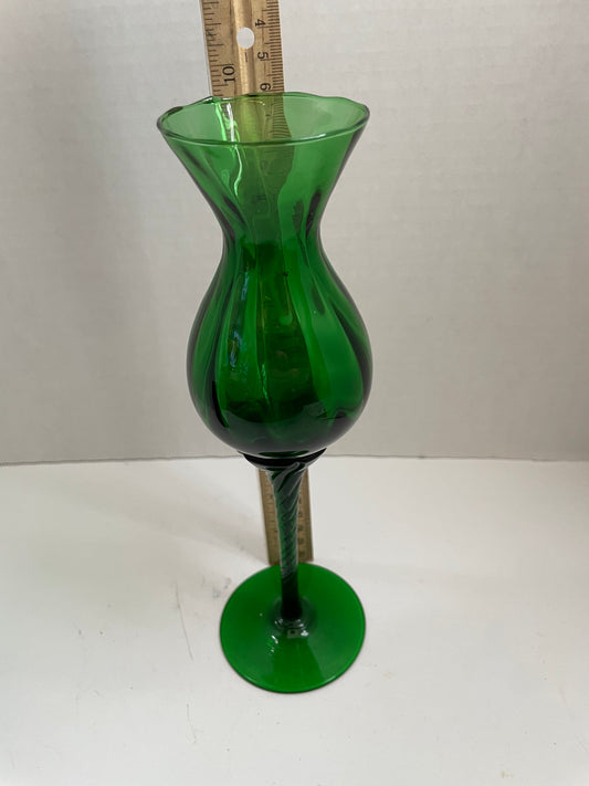 Empoli Emerald Green Glass Vase with Twisted Stem